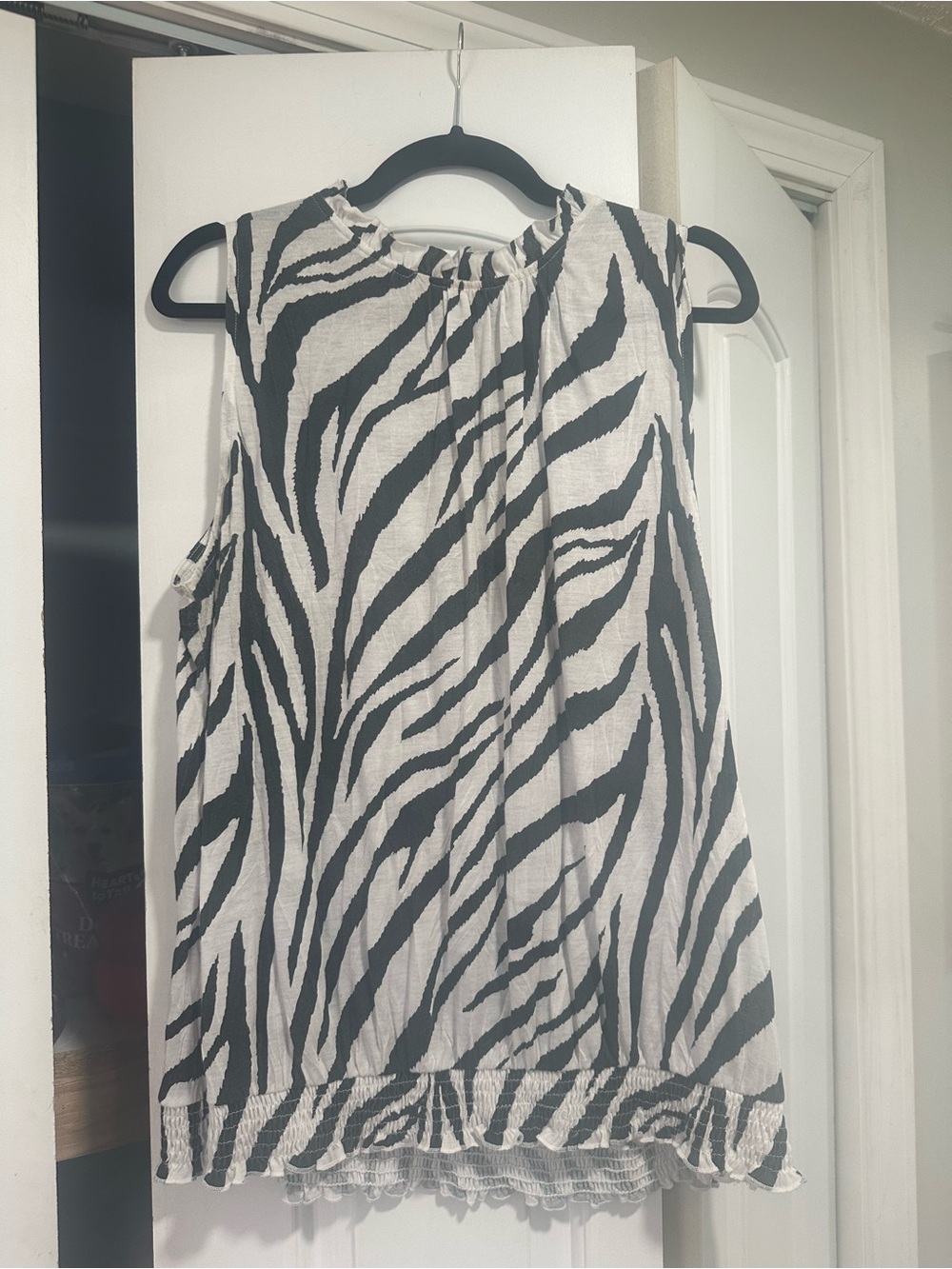 Allison Brittney Black & White Zebra Print Sleeveless Blouse